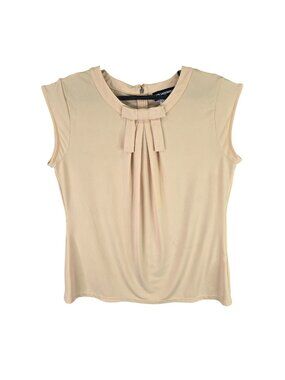 Womens Karl Lagerfeld Paris Beige Sleeveless Top Bow Detail Polyester Blend M